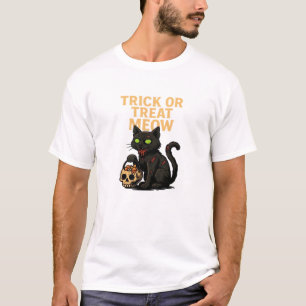 Camiseta Gato Zumbi Me Dê Doce ou Travessura Design de Hall