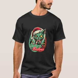 Camiseta Gato Zumbi Natal Sinistro Halloween Cana de Açúcar
