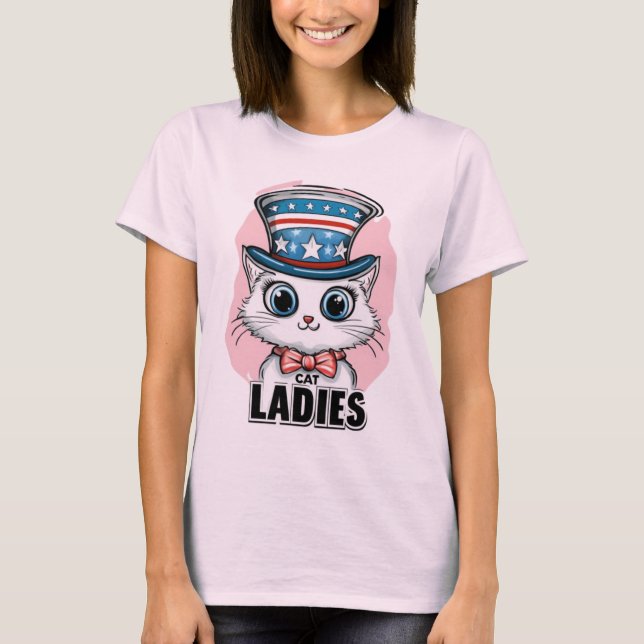 Camiseta Gatona Gato Mais Vestida para Kamala vestindo Tio  (Frente)