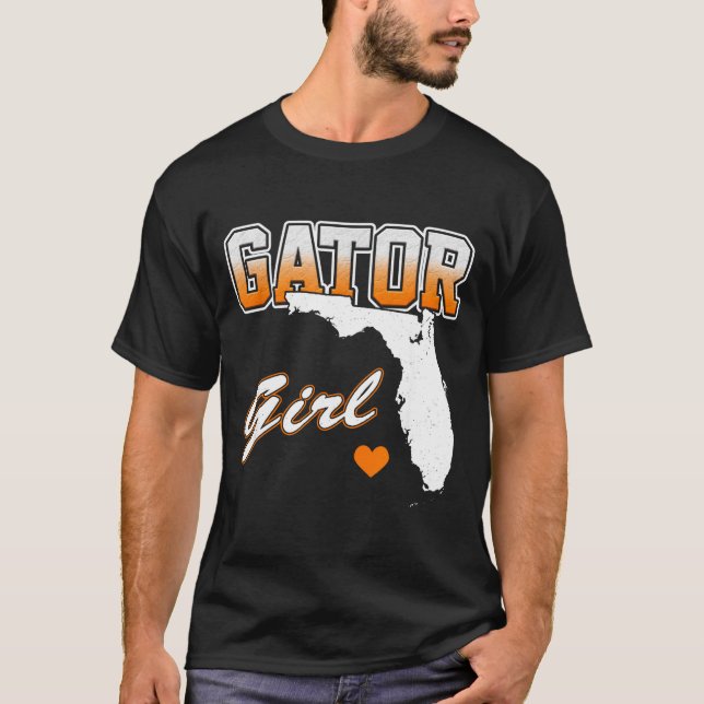 Camiseta Gator Girl Florida Heart Map Souvenir Gift For Wom (Frente)