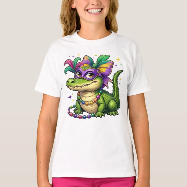 Camiseta Gator Mardi Gras, Mardi Gras Alligator (Frente)