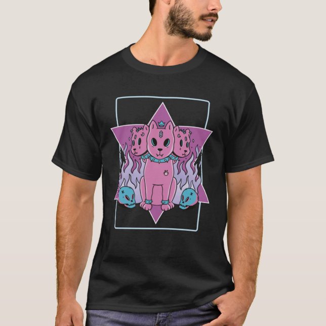 Camiseta Gatos 3 Cabeças Gótico (Frente)