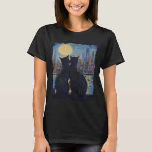 Camiseta Gatos À Noite Em Nova York Van Gogh Gato Para Aman