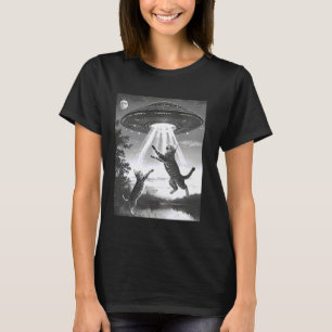 Camiseta Gatos Abdução Alienígena OVNI Disco Voador Espaço