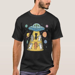 Camiseta Gatos Abdução Alienígena Ufo Amante Espaço Diverti