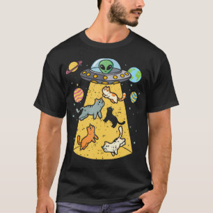 Camiseta Gatos Abdução Alienígena Ufo Disco Voador Espaço