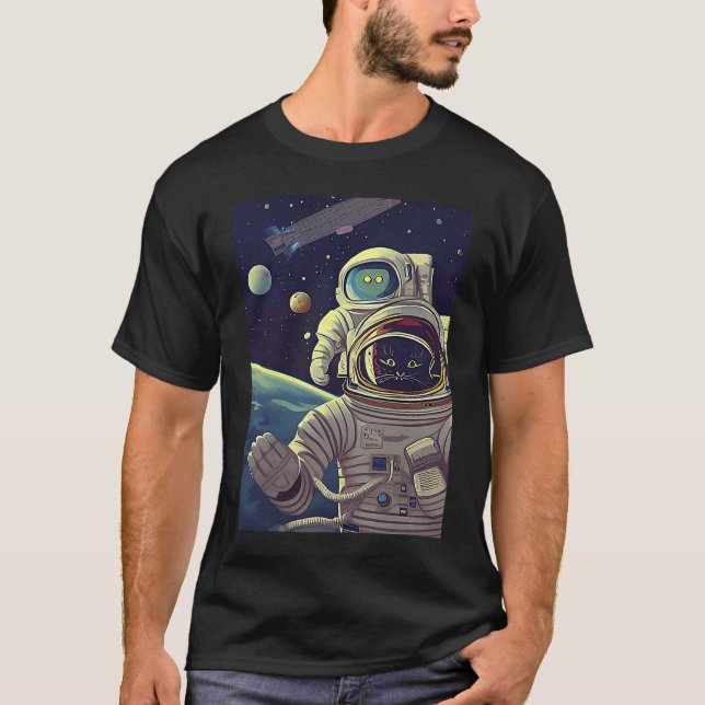 Camiseta Gatos Abstratos Fofos no Espaço (Frente)