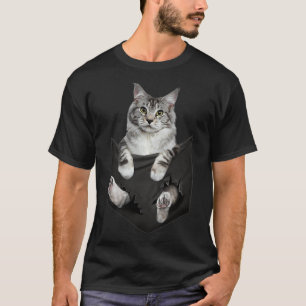 Camiseta Gatos Adormecidos Dão Maine Coon Em Pocket Engraça