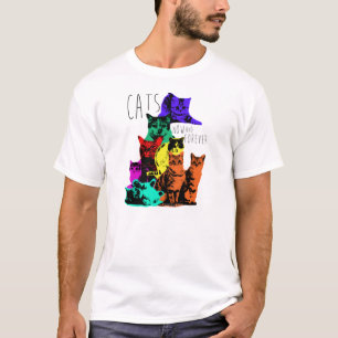 Camiseta Gatos. Agora um Forever.  Gatos da arte do poster