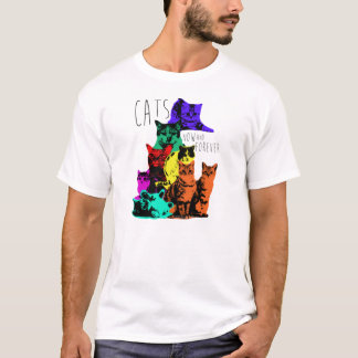 Camiseta Gatos. Agora um Forever. Gatos da arte do poster