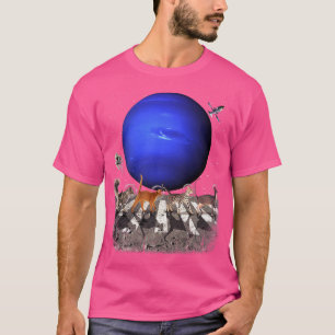 Camiseta Gatos Andando No Planeta De Netuno Do Astronauta E
