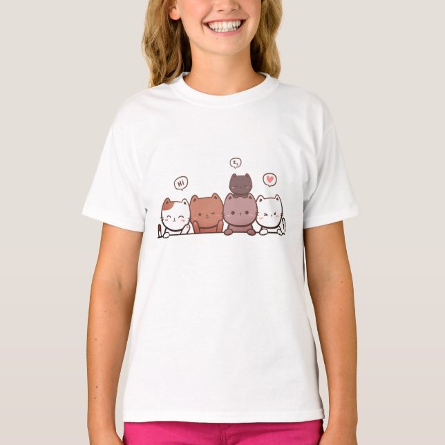 Camiseta Gatos, Animais, Diversão (Frente)