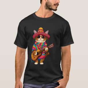 Camiseta Gatos Antes de Vatos Poncho de Gato Mexicano Fiest