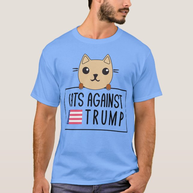 Camiseta Gatos Anti-Trump Engraçados Contra Trump (Frente)