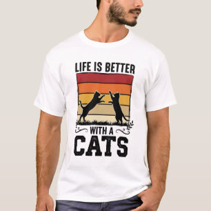 Camiseta Gatos Antigos Citação Design Retro pôr do sol Aman