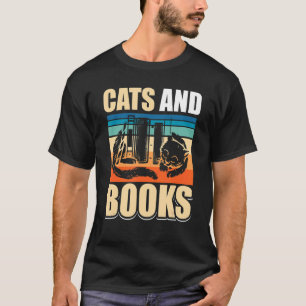 Camiseta Gatos Antigos E Livros Lendo Vermes de Livros