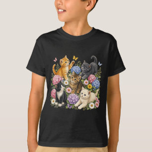 Camiseta Gatos Antigos Flor Floral Fofo Gatinho Amante de G