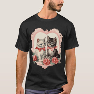 Camiseta Gatos Antigos Padrão de Arte Floral de Gato Fofo e