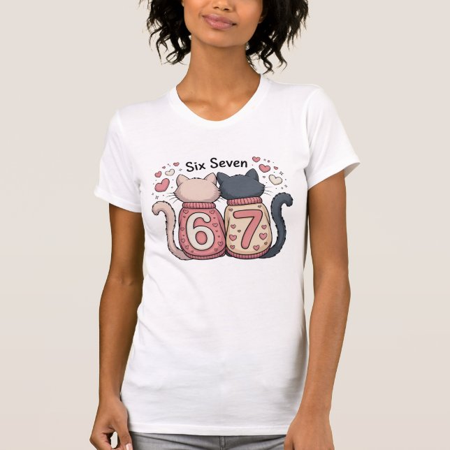 Camiseta Gatos Apaixonados 6 7 Moda Seis Sete  (Frente)