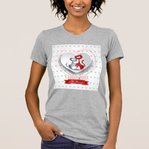 Camiseta Gatos apaixonados por coração