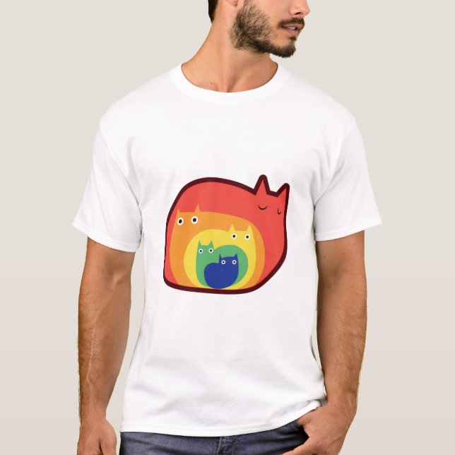 Camiseta Gatos Arco-íris  (Frente)