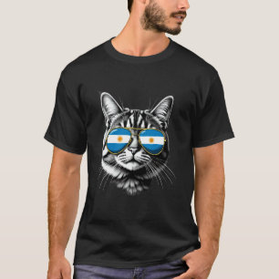 Camiseta Gatos Argentinos Óculos De Sol Bandeira Argentina 