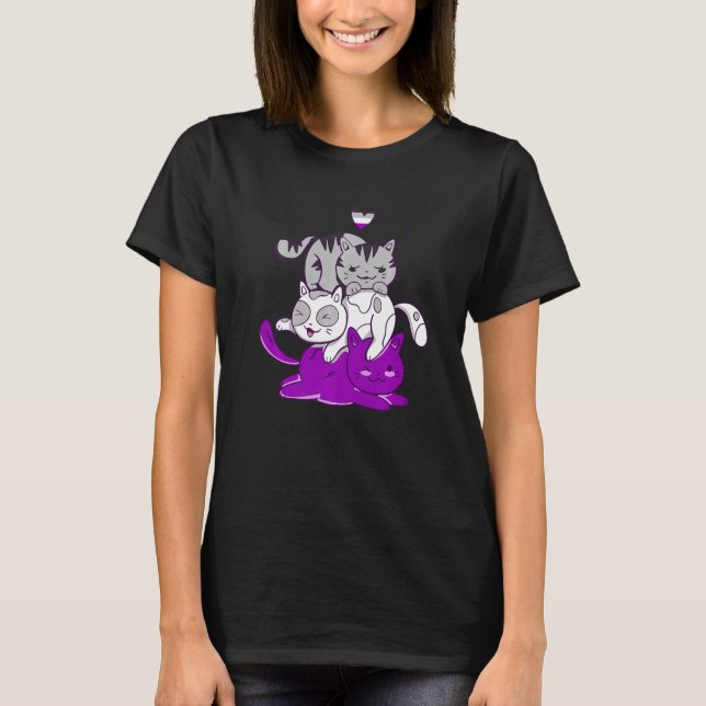 Camiseta Gatos Asexuais Asexualidade Lgbqa Sinalizador Asex (Frente)
