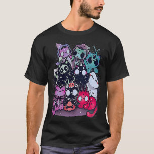 Camiseta gatos assustadores pastel goth escuro figurino de