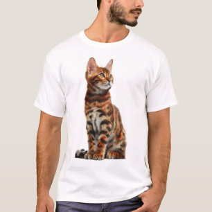 Camiseta Gatos Bengala Estilizados Vibrantes para Homens
