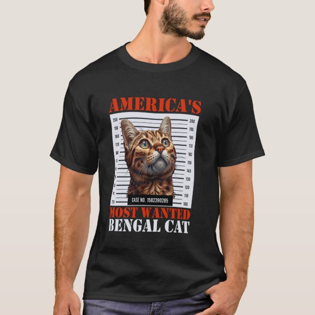 Camiseta Gatos Bengala GATO BENGALA MAIS PROCURADO DA AMÉRI (Frente)