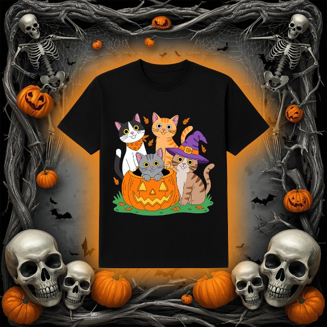 Camiseta Gatos bonitos em abóbora | Halloween Cat Mãe (Criador carregado)