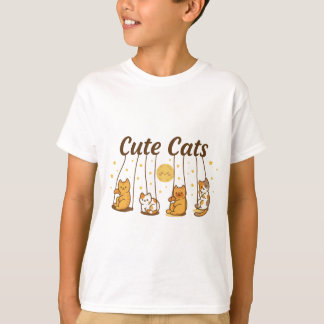 Camiseta gatos bonitos em balanços