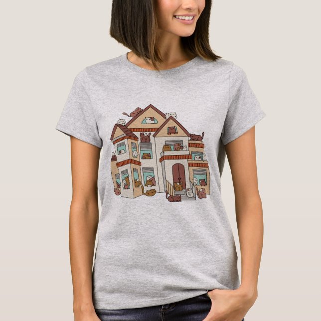 Camiseta Gatos bonitos em casa, gatinhos engraçados para ga (Frente)