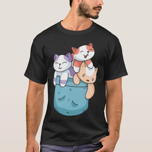 Camiseta Gatos bonitos em gata de bolso Meninos Meninos (Frente)