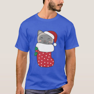 Camiseta Gatos Bonitos Na Meia De Natal Para retr De Gato D