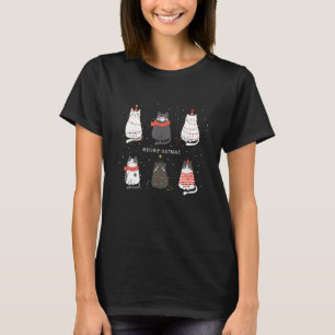 Camiseta Gatos-bonitos Xmas Gatinhos de Natal Mulheres Gato