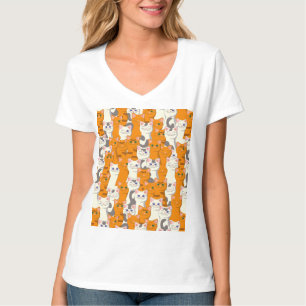 Camiseta Gatos brancos e gengibres padrão olhos verdes olho