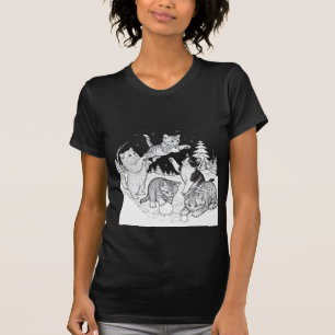 Camiseta Gatos brincalhões na neve Diversão no inverno