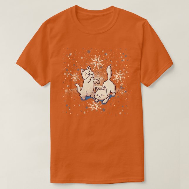 Camiseta Gatos Brincando com Flocos de Neve por Tobe Fonsec (Frente do Design)