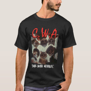 Camiseta Gatos C.W.A com Atitudes Gangster Rap Hip Hop Gato