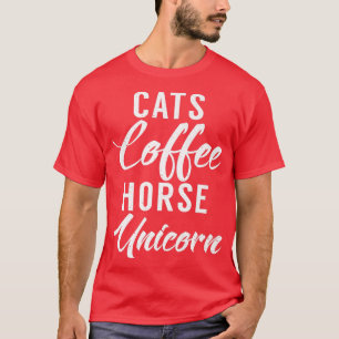 Camiseta Gatos Café Cavalo Unicórnio Divertido Dono de Gato