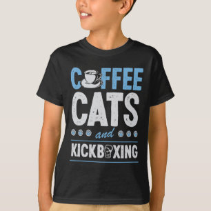 Camiseta Gatos Café E Kickboxing Fofo Engraçado Kickboxer C