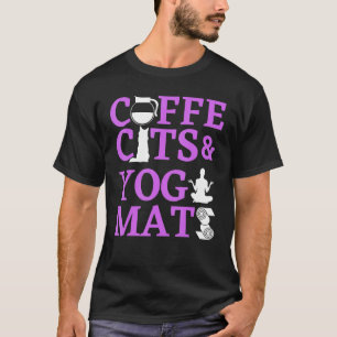 Camiseta Gatos Café E Tapetes De Ioga Mãe Ioga