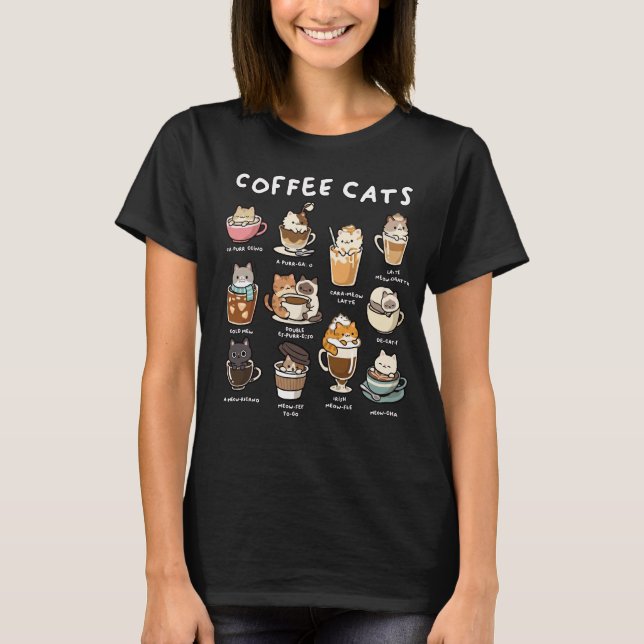 Camiseta Gatos Café Engraçado (Frente)