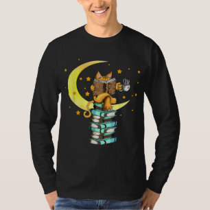 Camiseta Gatos Café Lendo Livros Do Kat Ler Gatinho Do Stub