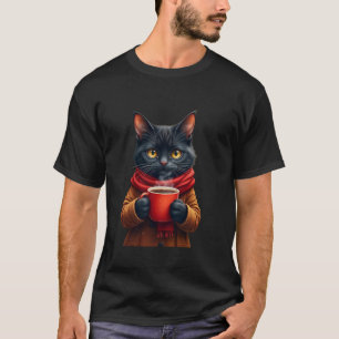 Camiseta Gatos Café Lover Gato Preto Gato Negro Gato De Inv