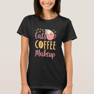 Camiseta Gatos Café Maquiagem Gato Cosméticos