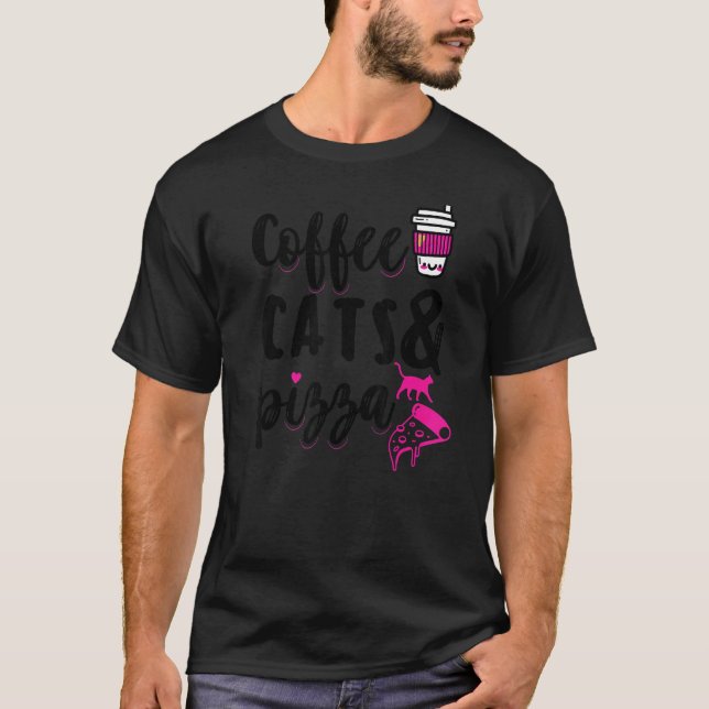 Camiseta Gatos Café & Pizza Cat Coffee (Frente)