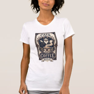 Camiseta Gatos Café Repetir Gato Café Arte Vetorial Vintage