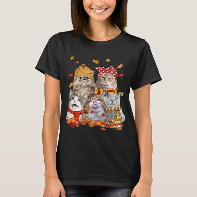 Camiseta Gatos Caiem Autumn Leaf Tree Engraçado (Frente)